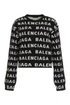 Balenciaga Women Allover Logo Wool Cropped Sweater