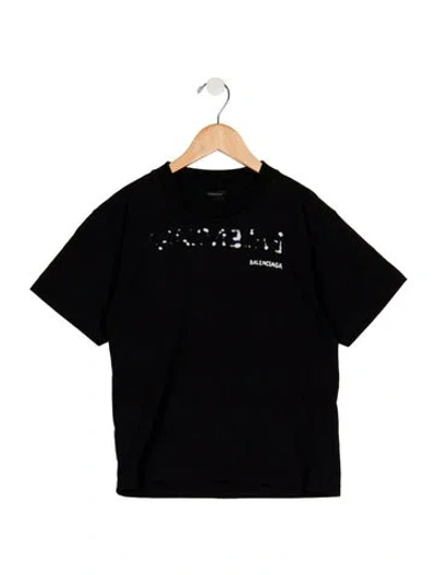 Pre-owned Balenciaga Kids' Crewneck Graphic T-shirt In Black