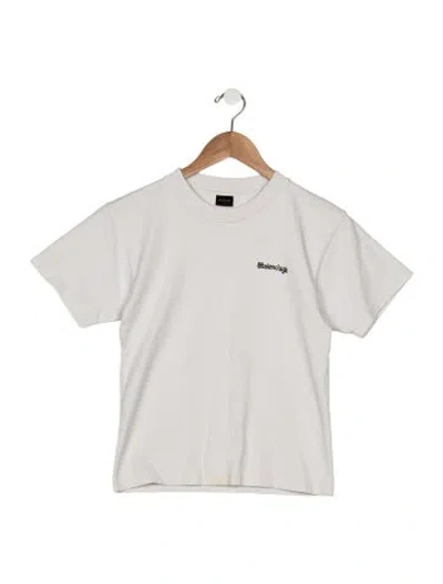 Pre-owned Balenciaga Kids' Crewneck Logo Graphic T-shirt In White