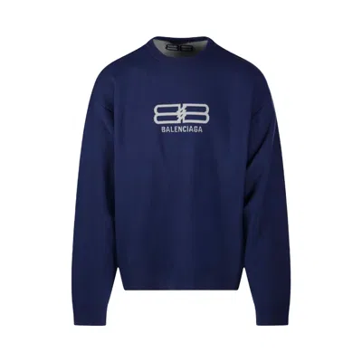 Pre-owned Balenciaga Crewneck Sweater 'navy/grey' | Blue | Men's Size S