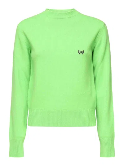 Balenciaga Crewneck Sweater With Logo In Yellow