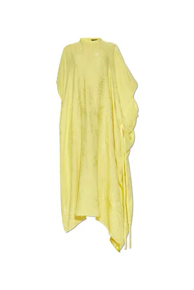 Balenciaga Silk Midi Dress In Yellow