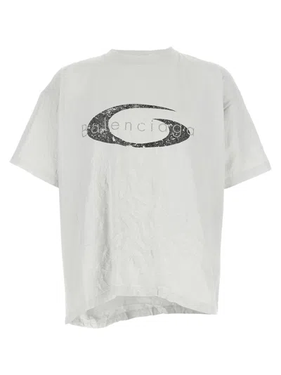 Balenciaga Crinkled Effect T-shirt Light Blue In Neutral