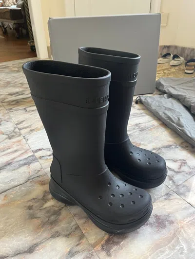 Pre-owned Balenciaga Croc Boots Black Size 11