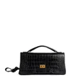 Balenciaga Bel Air Small Croc-embossed Leather Clutch Bag In Black