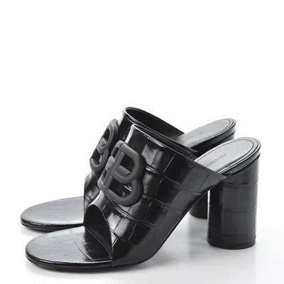 Pre-owned Balenciaga Croc Embossed Slide Sandal 'black'