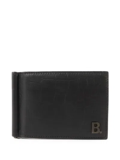 Pre-owned Balenciaga Croc-effect Bifold Wallet In Black