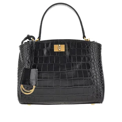 Balenciaga Croco-embossed Leather Mini 'rodeo' Bag In Black