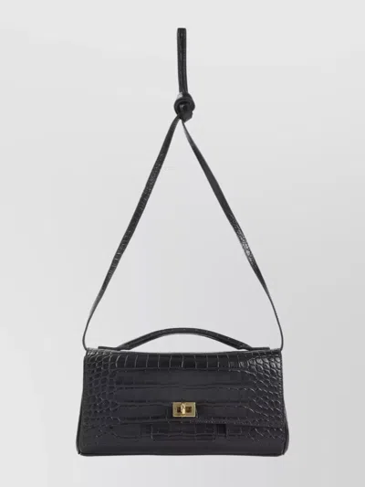 Balenciaga Croco-embossed Leather Shoulder Bag