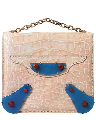 Balenciaga Crocodile Clutch In Sand