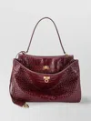 Balenciaga Crocodile Effect Leather Shoulder Bag In Red