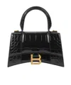 Balenciaga Hourglass Small Croc-effect Leather Crossbody Bag In Black