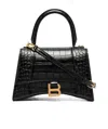 Balenciaga Borsa Hourglass Small Con Lavorazione Coccodrillo Da Donna In Nero In Black