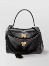 Balenciaga Crocodile Embossed Mini Leather Shoulder Bag In Black