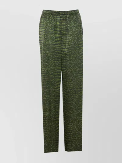 Balenciaga Crocodile Print Elastic Waistband Trousers In Green