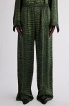 Balenciaga Crocodile Print Elastic Waistband Trousers In 3001 Green