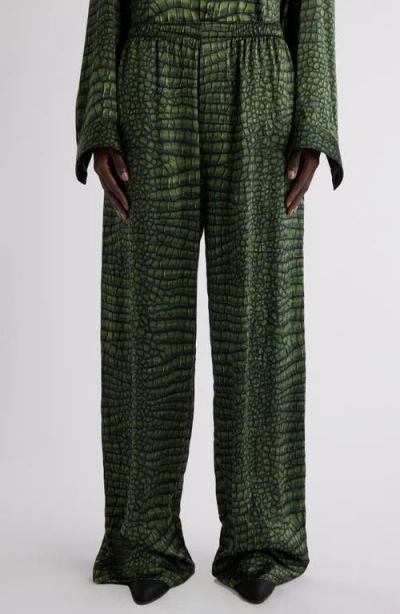 BALENCIAGA BALENCIAGA CROCODILE PRINT SILK PAJAMA PANTS