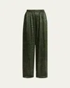 Balenciaga Crocodile Print Elastic Waistband Trousers In Green