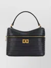 Balenciaga Crocodile Texture Leather Rodeo Handbag In Black