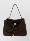 Balenciaga Crocodile Texture Shoulder Bag With Metal Hardware