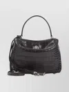 Balenciaga Crocodile Texture Top Handle Shoulder Bag In Brown