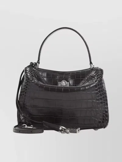 BALENCIAGA CROCODILE TEXTURE TOP HANDLE SHOULDER BAG