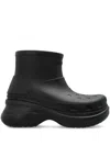 Balenciaga Chunky Platform Ankle Boots With Perforated Detailing In Black