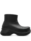 Balenciaga Black Rubber Crocs Ankle Boots