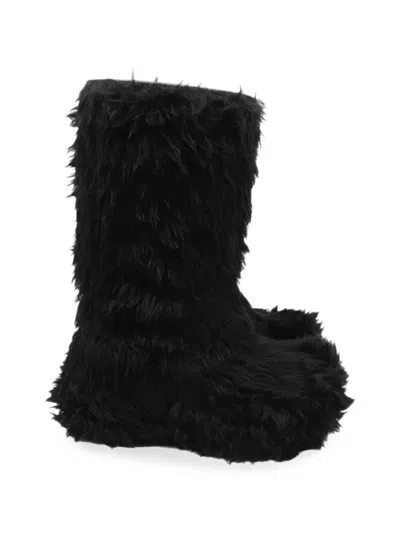Pre-owned Balenciaga Crocs Faux-fur Boots In Black
