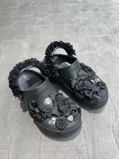 Balenciaga Crocs Jibbitz Mules In Black