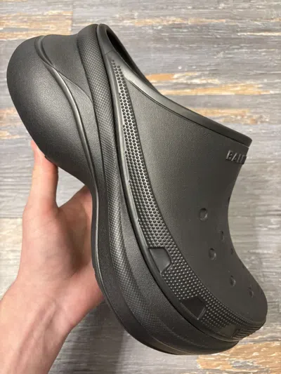 Pre-owned Balenciaga Crocs Mule Shoes Slide In Black