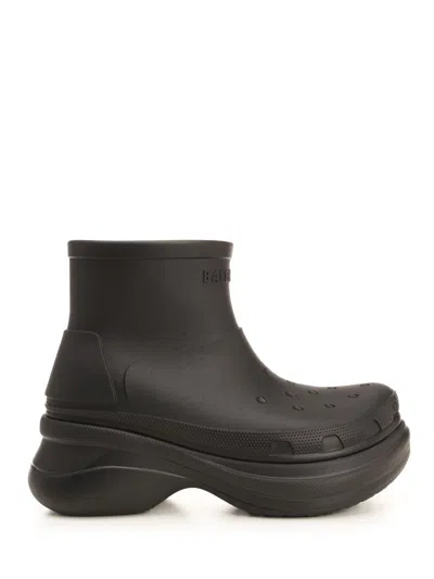 Balenciaga Crocs™ Rubber Ankle Boots Black