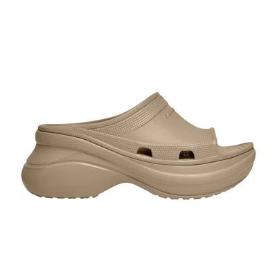 Pre-owned Balenciaga Crocs X  Pool Slide Sandal 'beige' | Brown | Men's Size 41