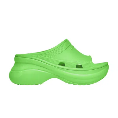 Pre-owned Balenciaga Crocs X  Pool Slide Sandal 'neon Green' | Men's Size 42