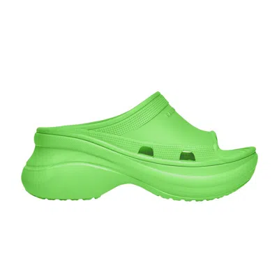 Pre-owned Balenciaga Crocs X  Wmns Pool Slide Sandal 'neon Green' | Women's Size 38