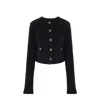 Balenciaga Crop Bouclé Cardigan In Black