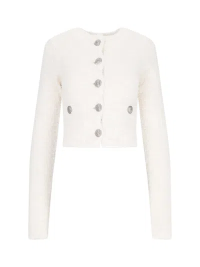 Balenciaga Crop Button Cardigan – White