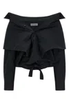 Balenciaga Off Shoulder Crop Shirt Long Sleeves In Blue