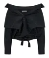 Balenciaga Off Shoulder Crop Shirt Long Sleeves In Blue