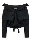 Balenciaga Off Shoulder Crop Shirt Long Sleeves In Black