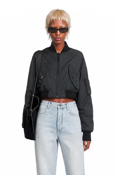 Balenciaga Cropped Bomber In Technical Faille In Black