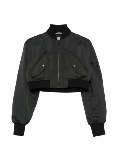 Balenciaga Cropped Casual Jacket Lightweight Pockets Ribbed Hem In Black