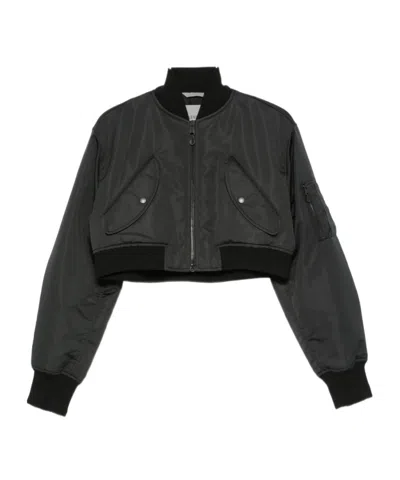 Balenciaga Cropped Bomber Jacket In Black
