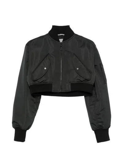 Balenciaga Cropped Bomber Jacket In Black