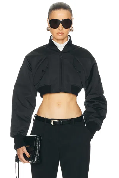 Balenciaga Cropped Bomber Jacket In Black