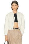 Balenciaga Cropped Bomber Jacket In Technical Faille In White
