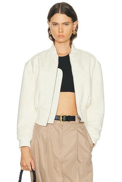 Balenciaga Cropped Bomber Jacket In White
