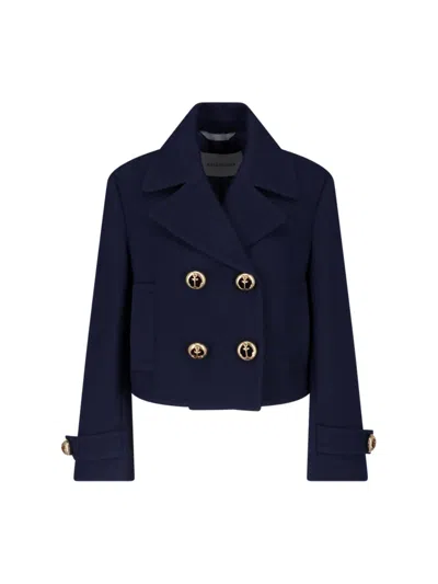 Balenciaga Cropped Caban Jacket In Blue