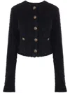 Balenciaga Crop Bouclé Cardigan In Black