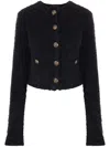 Balenciaga Crop Bouclé Cardigan In Black